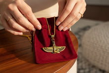 Load image into Gallery viewer, Gold Goddess Isis Pendant, Winged Egyptian Necklace, Gift for Men and Women
