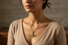 Load image into Gallery viewer, Gold Goddess Isis Pendant, Winged Egyptian Necklace, Gift for Men and Women