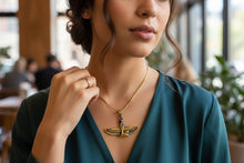 Load image into Gallery viewer, Gold Goddess Isis Pendant, Winged Egyptian Necklace, Gift for Men and Women