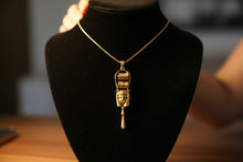 Load image into Gallery viewer, Gold Hathor Sistrum Pendant, Egyptian Revival Amulet Necklace