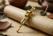 Load image into Gallery viewer, Gold Hathor Sistrum Pendant, Egyptian Revival Amulet Necklace
