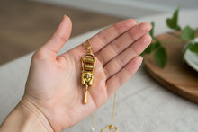 Load image into Gallery viewer, Gold Hathor Sistrum Pendant, Egyptian Revival Amulet Necklace