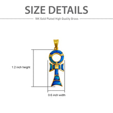 Load image into Gallery viewer, Sparkle Opal Blue Ankh Gold Pendant