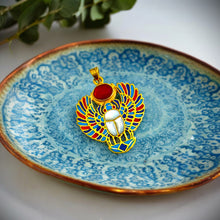 Load image into Gallery viewer, Gold Royal Winged Scarab Pendant Egyptian Necklace