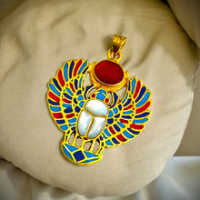Load image into Gallery viewer, Gold Royal Winged Scarab Pendant Egyptian Necklace