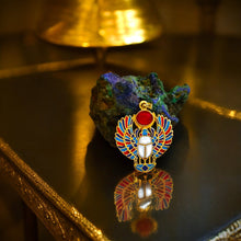 Load image into Gallery viewer, Gold Royal Winged Scarab Pendant Egyptian Necklace