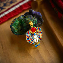 Load image into Gallery viewer, Gold Royal Winged Scarab Pendant Egyptian Necklace