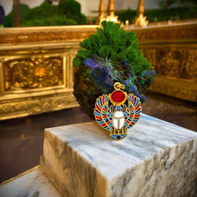 Load image into Gallery viewer, Gold Royal Winged Scarab Pendant Egyptian Necklace