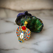 Load image into Gallery viewer, Gold Royal Winged Scarab Pendant Egyptian Necklace