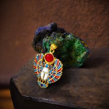 Load image into Gallery viewer, Gold Royal Winged Scarab Pendant Egyptian Necklace