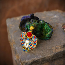 Load image into Gallery viewer, Gold Royal Winged Scarab Pendant Egyptian Necklace