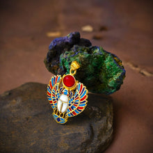 Load image into Gallery viewer, Gold Royal Winged Scarab Pendant Egyptian Necklace