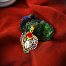 Load image into Gallery viewer, Gold Royal Winged Scarab Pendant Egyptian Necklace