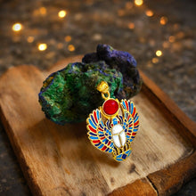 Load image into Gallery viewer, Gold Royal Winged Scarab Pendant Egyptian Necklace