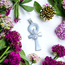 Load image into Gallery viewer, Silver God Sobek Ankh Amulet Complex Large Pendant Necklace