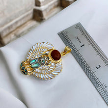 Load image into Gallery viewer, Gold Royal Mother Of Pearl Winged Scarab Pendant Egyptian Necklace