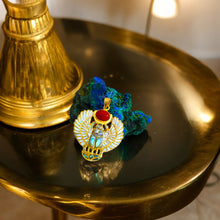 Load image into Gallery viewer, Gold Royal Mother Of Pearl Winged Scarab Pendant Egyptian Necklace