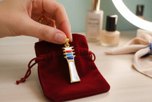 Load image into Gallery viewer, Mother of Pearl Djed Pillar Pendant, Gold Egyptian Revival Necklace