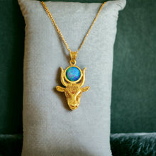 Load image into Gallery viewer, Opal Hathor Cow Head Gold Pendant