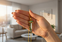 Load image into Gallery viewer, Gold Eye of Horus Necklace, Mother of Pearl Egyptian Pendant