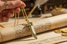 Load image into Gallery viewer, Gold Eye of Horus Necklace, Mother of Pearl Egyptian Pendant