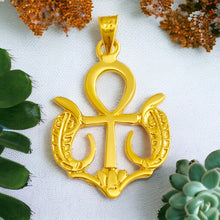 Load image into Gallery viewer, Ankh Wadjet Amulet Gold Pendant Necklace