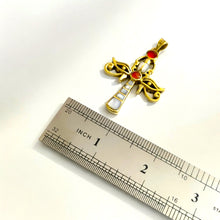 Load image into Gallery viewer, Gold Key Of life Ankh Eye of Horus Complex Pendant Necklace