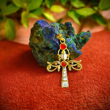 Load image into Gallery viewer, Gold Key Of life Ankh Eye of Horus Complex Pendant Necklace