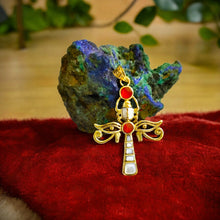 Load image into Gallery viewer, Gold Key Of life Ankh Eye of Horus Complex Pendant Necklace