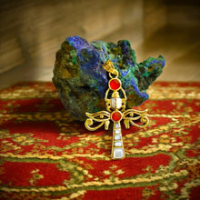 Load image into Gallery viewer, Gold Key Of life Ankh Eye of Horus Complex Pendant Necklace