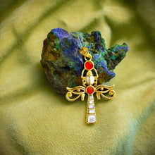 Load image into Gallery viewer, Gold Key Of life Ankh Eye of Horus Complex Pendant Necklace