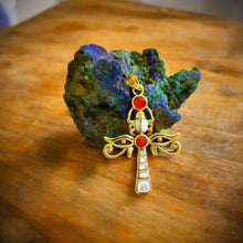 Load image into Gallery viewer, Gold Key Of life Ankh Eye of Horus Complex Pendant Necklace