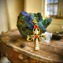 Load image into Gallery viewer, Gold Key Of life Ankh Eye of Horus Complex Pendant Necklace