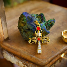 Load image into Gallery viewer, Gold Key Of life Ankh Eye of Horus Complex Pendant Necklace