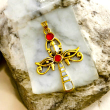 Load image into Gallery viewer, Gold Key Of life Ankh Eye of Horus Complex Pendant Necklace