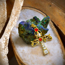 Load image into Gallery viewer, Gold Key Of life Ankh Eye of Horus Complex Pendant Necklace
