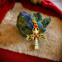 Load image into Gallery viewer, Gold Key Of life Ankh Eye of Horus Complex Pendant Necklace