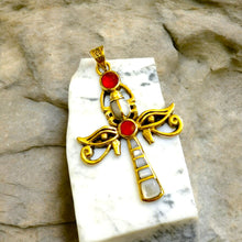 Load image into Gallery viewer, Gold Key Of life Ankh Eye of Horus Complex Pendant Necklace