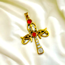 Load image into Gallery viewer, Gold Key Of life Ankh Eye of Horus Complex Pendant Necklace