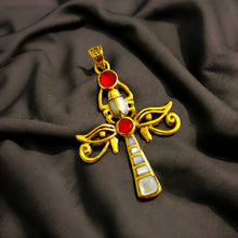 Load image into Gallery viewer, Gold Key Of life Ankh Eye of Horus Complex Pendant Necklace