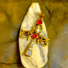 Load image into Gallery viewer, Gold Key Of life Ankh Eye of Horus Complex Pendant Necklace