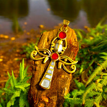 Load image into Gallery viewer, Gold Key Of life Ankh Eye of Horus Complex Pendant Necklace