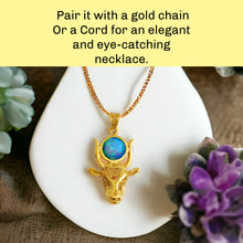 Load image into Gallery viewer, Opal Hathor Cow Head Gold Pendant