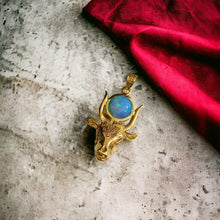 Load image into Gallery viewer, Opal Hathor Cow Head Gold Pendant