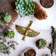 Load image into Gallery viewer, Winged Opal Goddess isis Gold Pendant Necklace