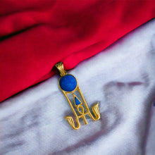 Load image into Gallery viewer, Sparkle Blue Opal Sun Wadjet Gold Pendant