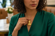 Load image into Gallery viewer, Gold Sekhmet Pendant, Egyptian Revival Lion Goddess Necklace
