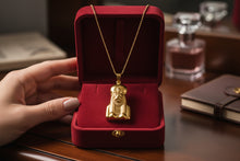 Load image into Gallery viewer, Gold Sekhmet Pendant, Egyptian Revival Lion Goddess Necklace