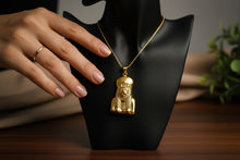 Load image into Gallery viewer, Gold Sekhmet Pendant, Egyptian Revival Lion Goddess Necklace