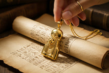 Load image into Gallery viewer, Gold Sekhmet Pendant, Egyptian Revival Lion Goddess Necklace